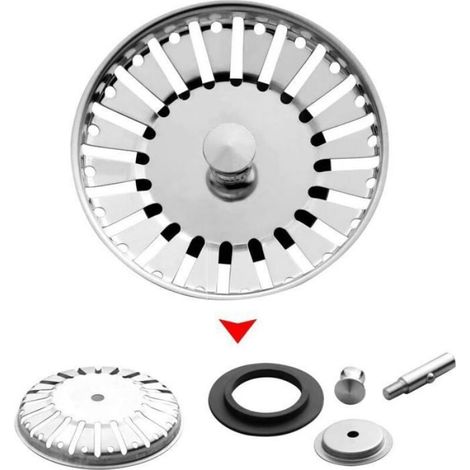 Panier de bonde d'évier manuel diamètre 84 mm-- (1/4)