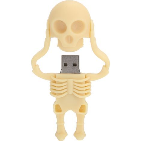 Boîtier de stockage de données portable : Clé USB 32 Go mignonne et compacte, lecture et écriture haute vitesse, design tête de mort de dessin animé, étanche, résistante aux chocs et à la poussière. (1/4)