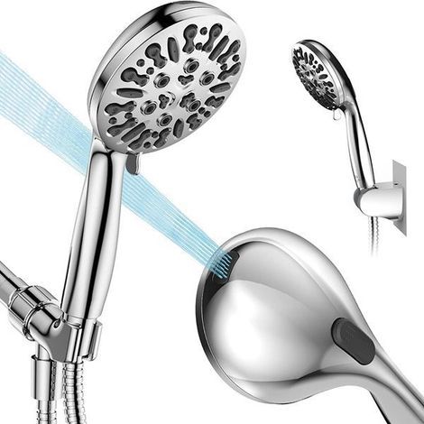 Ein silbernes ABS-Duschset mit neun Funktionen und einem 3-Wege-Verteiler im amerikanischen Stil beinhaltet: 1 Duschkopf (1/5)