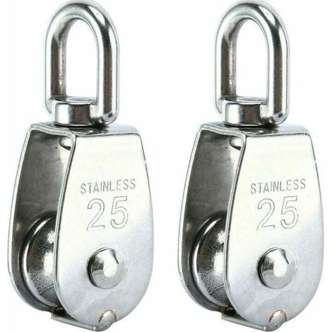 Puleggia di sollevamento, acciaio inossidabile 304, puleggia singola M25, carico 150 kg, confezione da 2 (1/4)