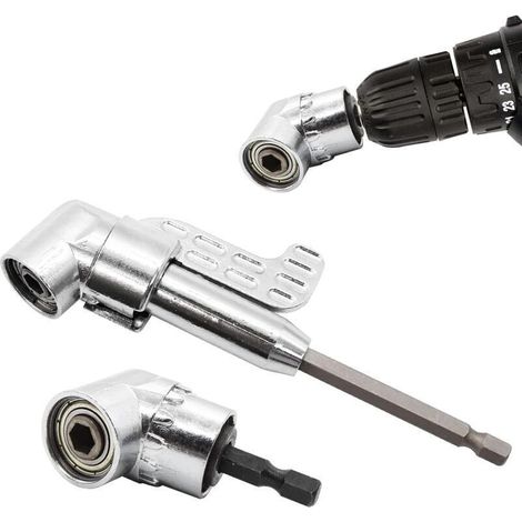 Right angle drill bit, Right angle screwdriver attachment, 105 degree right angle, 1/4" hex shank for drill, 2 pcs (1/5)