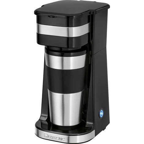 Cafetière à dosettes 1 tasse isotherme en acier inoxydable – Tasse thermique double paroi 400 ml – Filtre permanent en nylon – Clatronic (1/6)