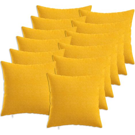 vidaXL Cushion with Pillow HEERLEN 12 pcs Light Yellow Fabric (1/5)