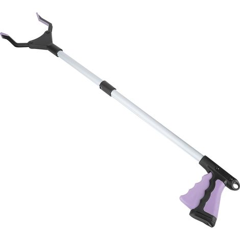 Pince de nettoyage multifonctionnelle pliable, pince à déchets, accessoires de nettoyage, poignée violette, tube argenté (1/5)
