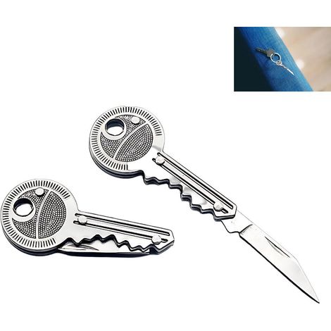 2er Set Schlüsselmesser Edelstahl Klappmesser Schlüsselanhänger Taschenmesser
