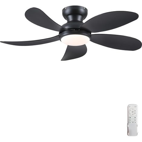 Ventilateur de Plafond 107 cm avec Lumière LED et Télécommande, Noir - Moteur DC Réversible et Ultra-Silencieux, 3 Couleurs de Lumière Dimmables, 6 Vitesses, pour Chambre et Cuisine