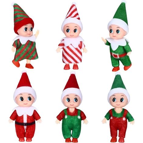Lot de 6 elfes farceurs et farceuses de Noël pour enfants et adultes. Décorations de Noël et jouets.