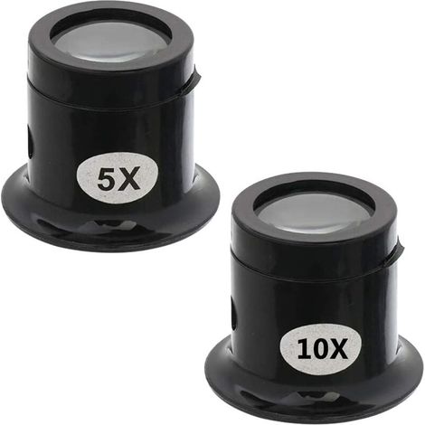 Loupe d'Horlogerie, 5X/10X Loupe Oculaire Bijoutier, Loupe de Montres pour Bijoux, Diamants, Pierres Précieuses (Noir)