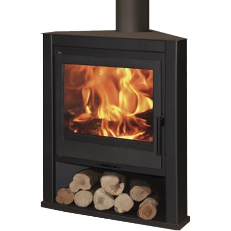 Panadero – Poêle à bois 6,9 kW – Pour bûches jusqu'à 60 cm – Évacuation des fumées arrière – Grille et porte en fonte – Système vitre propre (1/3)