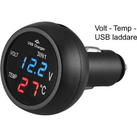 Voltmètre et thermomètre + chargeur USB CC 5 V/4-30 V pour voiture, bateau, camping-car et caravane - AquaForge (1/5)