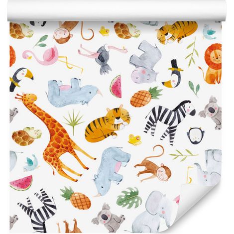 Papel pintado de animales de safari para salón y dormitorio, 50x1000 cm. (1/5)
