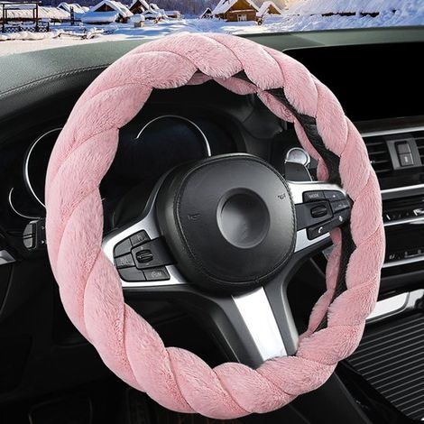 Coprivolante invernale, coprivolante caldo, coprivolante morbido per auto, coprivolante invernale per auto, coprivolante invernale, adatto a volanti da 37-38 cm (rosa). (1/5)
