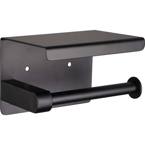Porte-papier toilette avec étagère, support mural pour rouleau de papier toilette, compatible avec les rouleaux Mega Roll, acier inoxydable. (1/4)