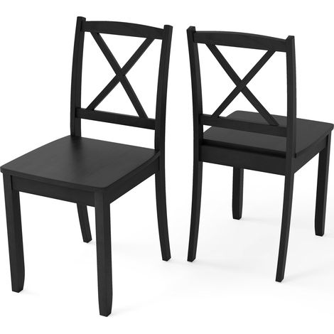 COSTWAY Wood Dining Chair Set of 2 w/ Rubber Wood Legs Curved Backrest Armless Kitchen Chairs (1/5)