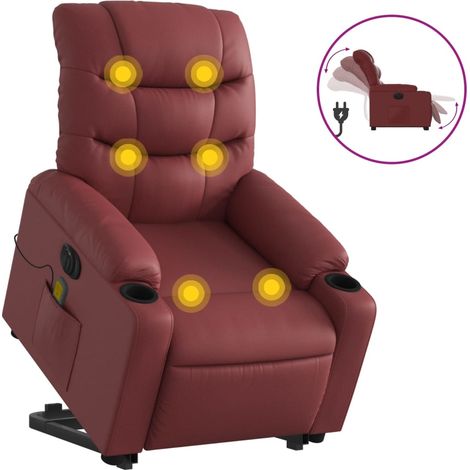 Fauteuil de Salon,Chaise,Fauteuil inclinable de massage électrique rouge bordeaux CFW858409 (1/5)