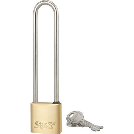 Lucchetto MACH 3 40 mm in ottone con arco alto in acciaio, per esterno, 3 chiavi – THIRARD (1/2)