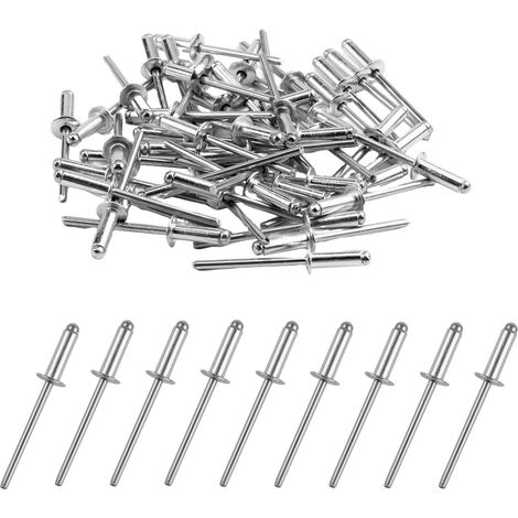 Rivets Aveugles en Aluminium avec Large Tête 4mm x 12mm, Paquet de 50 Rivets Solides et Résistants, Idéal pour Riveteuse, Bâtiments, Nautisme et Automobile (1/5)