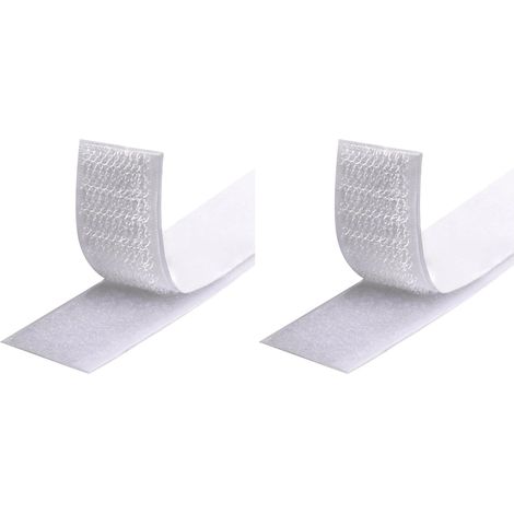 Scratch Autocollant Double Face, Rubans Adhésifs, Bande Agrippantes Adhésives, Hook Loop Bande pour Tous Les Types D'installations Cadre Photo (Blanc, 20 mm x 8 m) (Lot de 2)