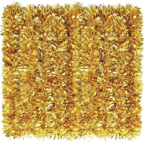 Weihnachtsgirlande aus glitzerndem Gold, 12 Meter, metallisch glänzend, für den Weihnachtsbaum, zum Aufhängen, für drinnen und draußen, für Weihnachtsfeiern (1/5)