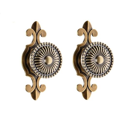 Lot de 2 Boutons de Porte pour Meuble Vintage, Ø25x74mm Poignée de Meuble Ancien, Bouton Rond Retro d'Armoire, Poignees de Tiroir pour Commode Penderie Porte Intérieur - Laiton Antique