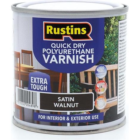 Rustins PSWAW250 Quick Dry Polyurethane Varnish Satin Walnut 250ml PSWAW250 RUS4166
