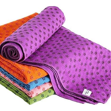 Yoga Mat Towel Yoga Towel with PVC Dots Pilates Sports Fitness Home Beach Travel Motorhome Purple 18361cm (1/5)