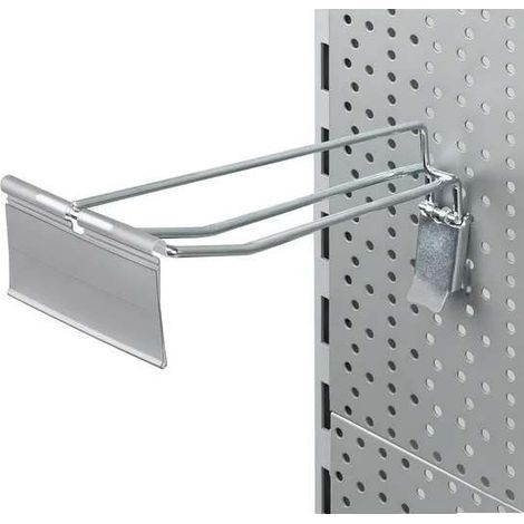 Cyclingcolors – Crochet de rangement double acier 250mm – Avec porte-étiquette – Pour rayonnage magasin et étagères perforées