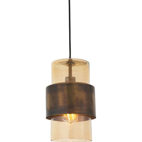 Merano Palermo Suspension Plafonnier Laiton Patiné & Lustre Champagne Verre