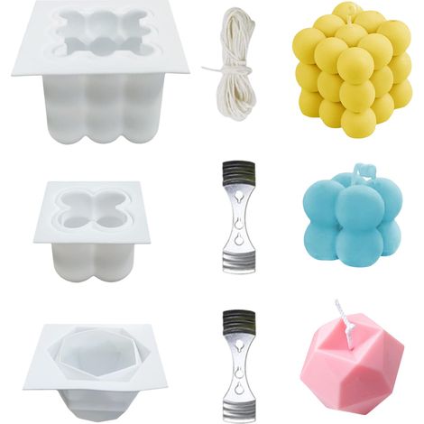 1 set moule à bougies, silicone alimentaire résistant à -40 °C à +240 °C, antiadhésif, pour fabrication DIY de bougies aromathérapie (1/5)