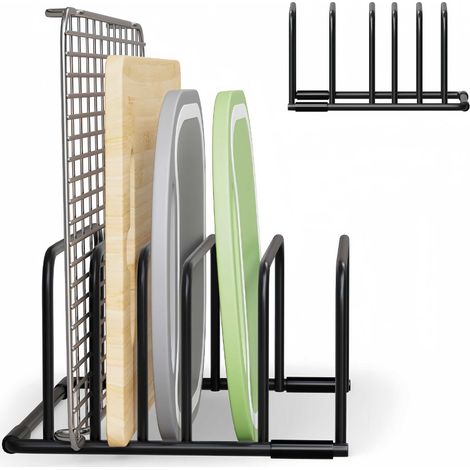 (2pcs Support pour Planche à Découper et Couvercle de Casserole, rangement couvercle casserole Support avec 5 compartiments, rangement casserole (1/5)