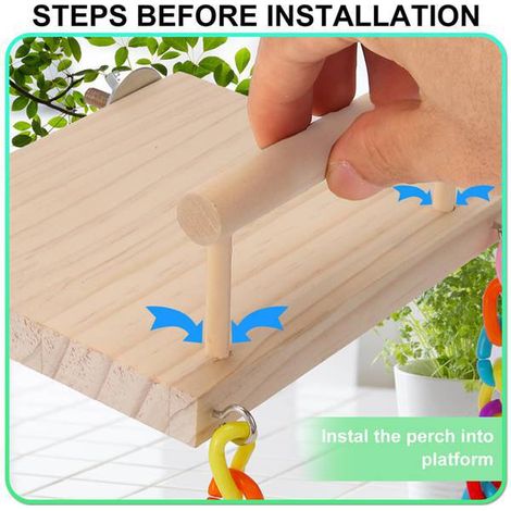1 couleur : comme sur la photo. Matériau : bois. Accessoires pour perroquets : anneaux de balançoire, échelle, échelle d’escalade, divertissement.