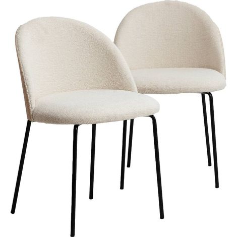 Chaise en tissu bouclette et métal blanche Kanoa (lot de 2) (1/5)