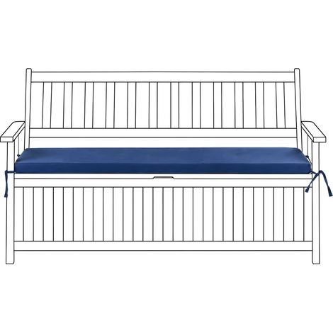 Bench Seat Pad Cushion Blue Fabric Solid Colour String Ties UV Resistant Water-Repellent Removable Cover SOVANA (1/5)