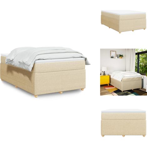 Sommier à lattes de lit avec matelas crème 120x190 cm tissu - Sommier À Lattes De Lit - Sommiers À Lattes De Lit - Lit - Meuble De Chambre À Coucher (1/5)
