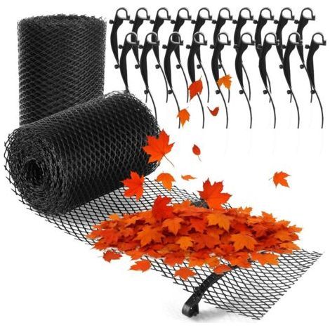 Rouleau de 12 mètres de Protection de gouttière pour Maison, abri Voiture, écurie avec 20 Pinces - découpable - kit de Protection de gouttière (1/4)