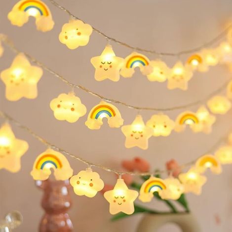 Bardusch-Guirlande arc-en-ciel étoiles nuages – piles – cuivre – jardin/terrasse/chambre/fête (1/5)