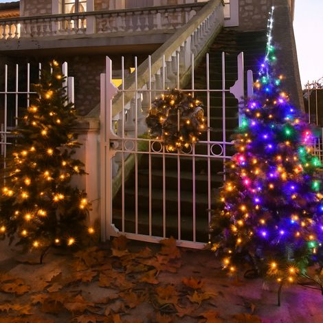 Sapin de Noël lumineux de 1,2m couleur ambre et multicolore (1/3)