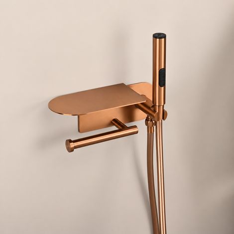 Kit douchette WC bidet hygiénique encastrée or rose brossé avec porte-papier 42 × 24,5 × 15,5 cm 2,7 kg – Livraison gratuite