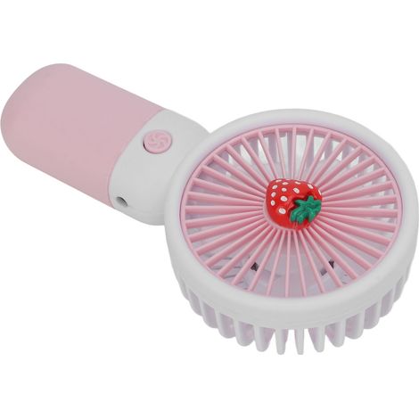Tragbarer, wiederaufladbarer USB-Ventilator mit Erdbeermuster und Kabel, ideal für Reisen. (1/5)