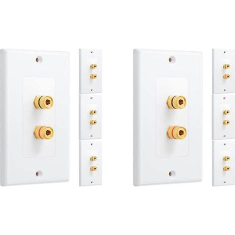 Set mit 8 einfachen Wanddosen für 1,0-mm-Lautsprecherkabel (Bananenstecker) für 1 Lautsprecher, weiß (1/5)