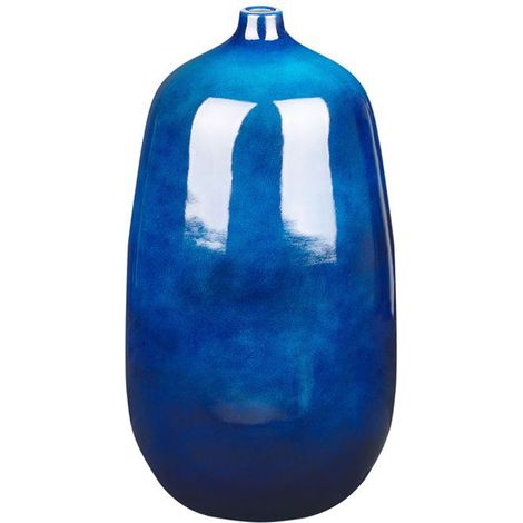 Florero de terracota azul oscuro 45 cm forma de tarro sala de estar Vitoria (1/5)