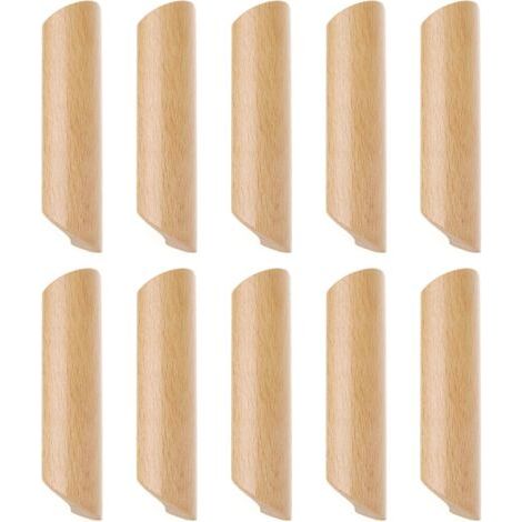 Juego de 10 tiradores de madera en forma de abanico para muebles y cajones, con tornillos y separación entre agujeros de 160 mm. (1/3)