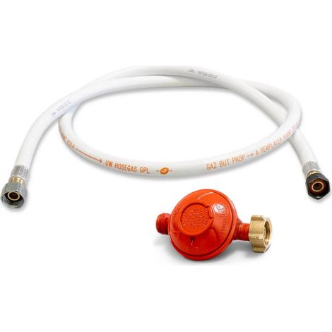 Détendeur gaz propane 37 mbar – Tuyau flexible 1,50 m – Sécurité NF – Limiteur de débit intégré pour installation rapide – Proweltek