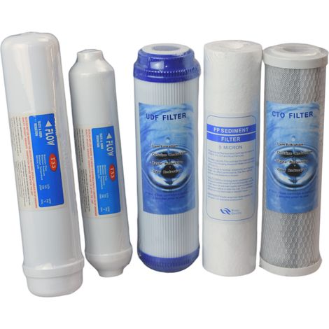 FILTRI DEPURATORE 5 STADI KIT RICAMBIO TAGLIANDO SOSTITUZIONE SISTEMA FILTRAZIONE CARBONI ATTIVI SEDIMENTI NW-PR305