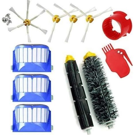 kit de Recharges pour Roomba Série 600 605 610 612 615 616 620 621 630 645 650 651 655 660 665 670 671 Pack de 11 pièces Compatibles avec iRobot- brosses et filtres (1/4)