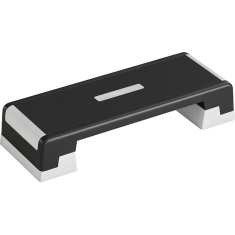 Piattaforma step regolabile in altezza Fitness Aerobic Stepper con 3 altezze (15/20/25 cm), tappetino antiscivolo Nero+Grigio (1/5)