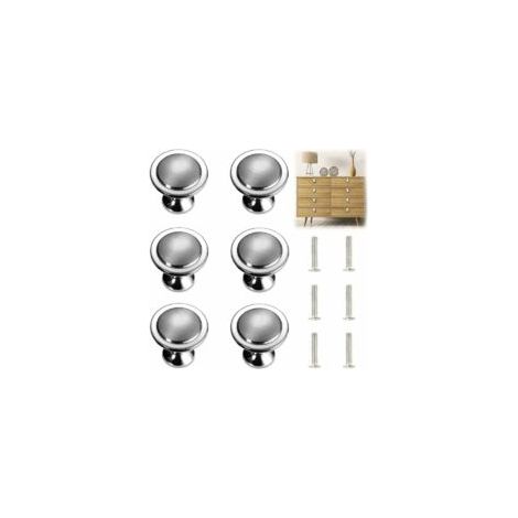 - Pomelli e maniglie per mobili, 6 pezzi Maniglia per armadio in argento massiccio, Maniglia rotonda per mobili in acciaio inossidabile con viti, diametro 27 mm - Crezuo (1/4)