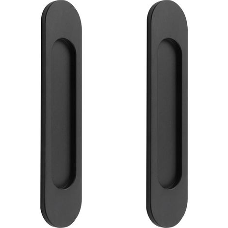 Ensemble de 4 poignées de porte coulissante en alliage d'aluminium, ovales, noir mat, 100 x 30 x 6 mm, autocollantes. (1/5)