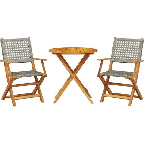 Maison Exclusive - 3-tlg. Bistro-Set Grau Poly Rattan und Massivh