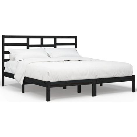 Maison Exclusive - Massivholzbett Schwarz 200x200 cm